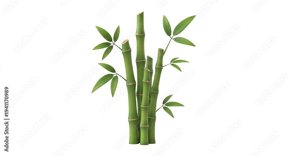 Obraz premium Bamboo Plant with Green Stems and Leaves.