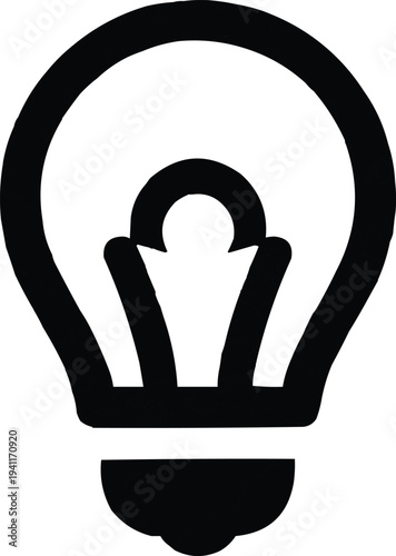 The bulb is illustrated with a classic silhouette, characterized by a rounded top and a tapered base. This shape is easily recognizable and represents a traditional incandescent light bulb.