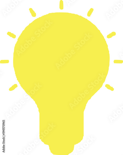 The bulb is depicted in a simple, cartoonish style, characterized by smooth lines and a rounded shape. The yellow color of the bulb conveys warmth and positivity, often associated with light