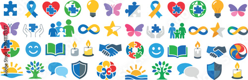 World Autism Awareness Day Symbols Support Unity Collection