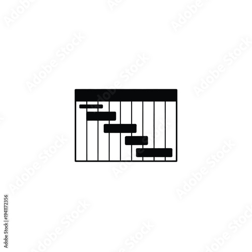 Solid fill of black and white gantt chart with vertical lines