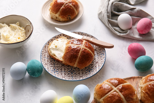 Plates with Easter cross bu...