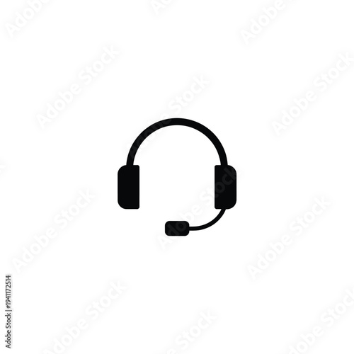 Solid fill of black headset with microphone for online classes online communication