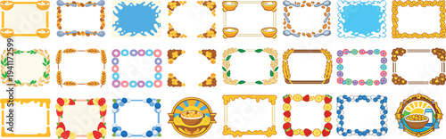 National Cereal Day Decorative Breakfast Frame Collection with Cereal Bowls Wheat and Morning Food Theme Vector Borders