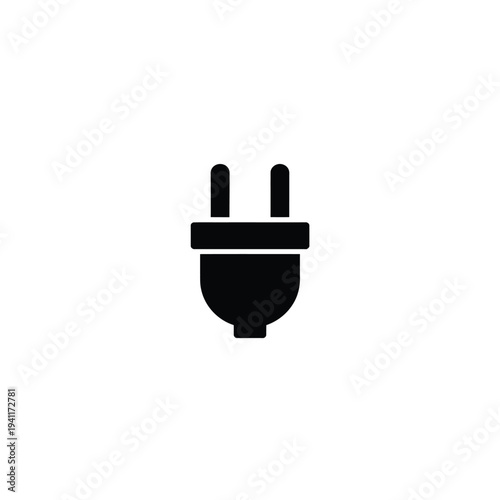 Solid fill of black power plug on white background electric plug black solid fill plug electricity
