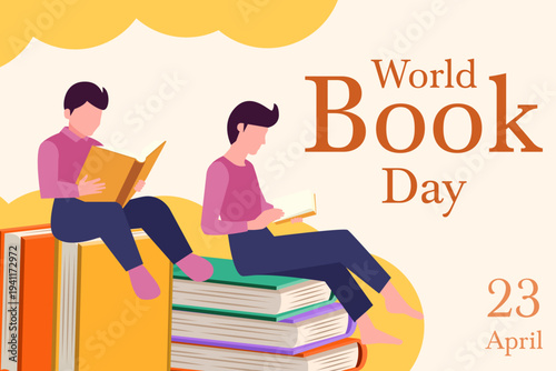 world book day background illustration in flat design style