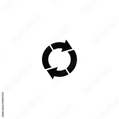 Solid fill of three black arrows forming a circular cycle