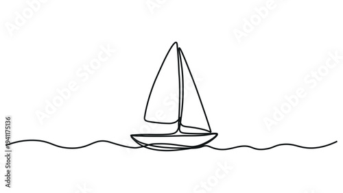 A simple line drawing of a sailboat on the water