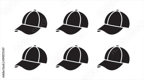 Minimal sport cap symbol set isolated on background for clothing and apparel design