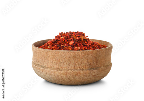 Wooden bowl with chili flak...