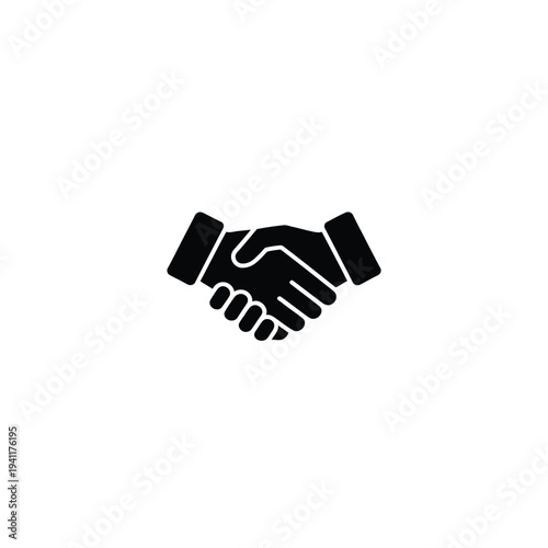 Solid fill of two hands shaking in black handshake