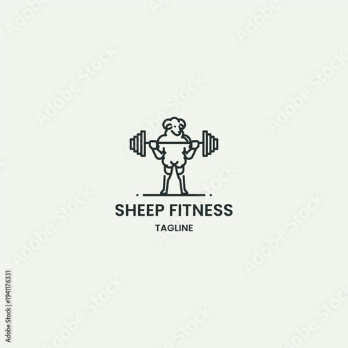 Sheep fitness logo template vector illustration design