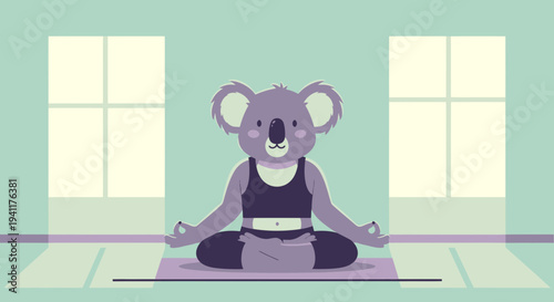 Meditating Koala Achieving Inner Peace Through Yoga Practice