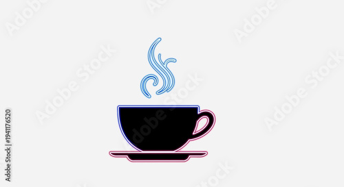 Modern artistic depiction of a steaming hot beverage cup against a pristine white backdrop digital