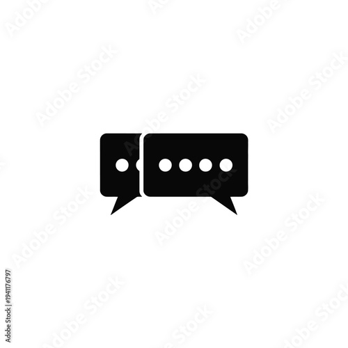 Two black speech bubbles with dots representing an argument or conversation white dots