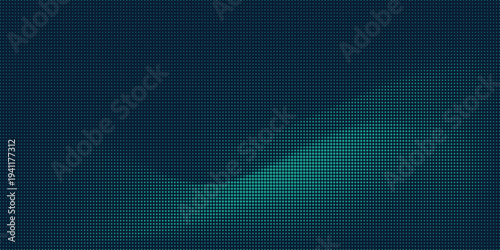 Abstract dark blue halftone pattern background with teal wave. Digital technology and data visualization texture. Vector Illustration.