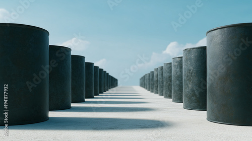 Industrial Silos: Row of in...
