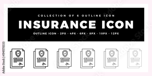 Pack of 6 Outline Vector Insurance icon