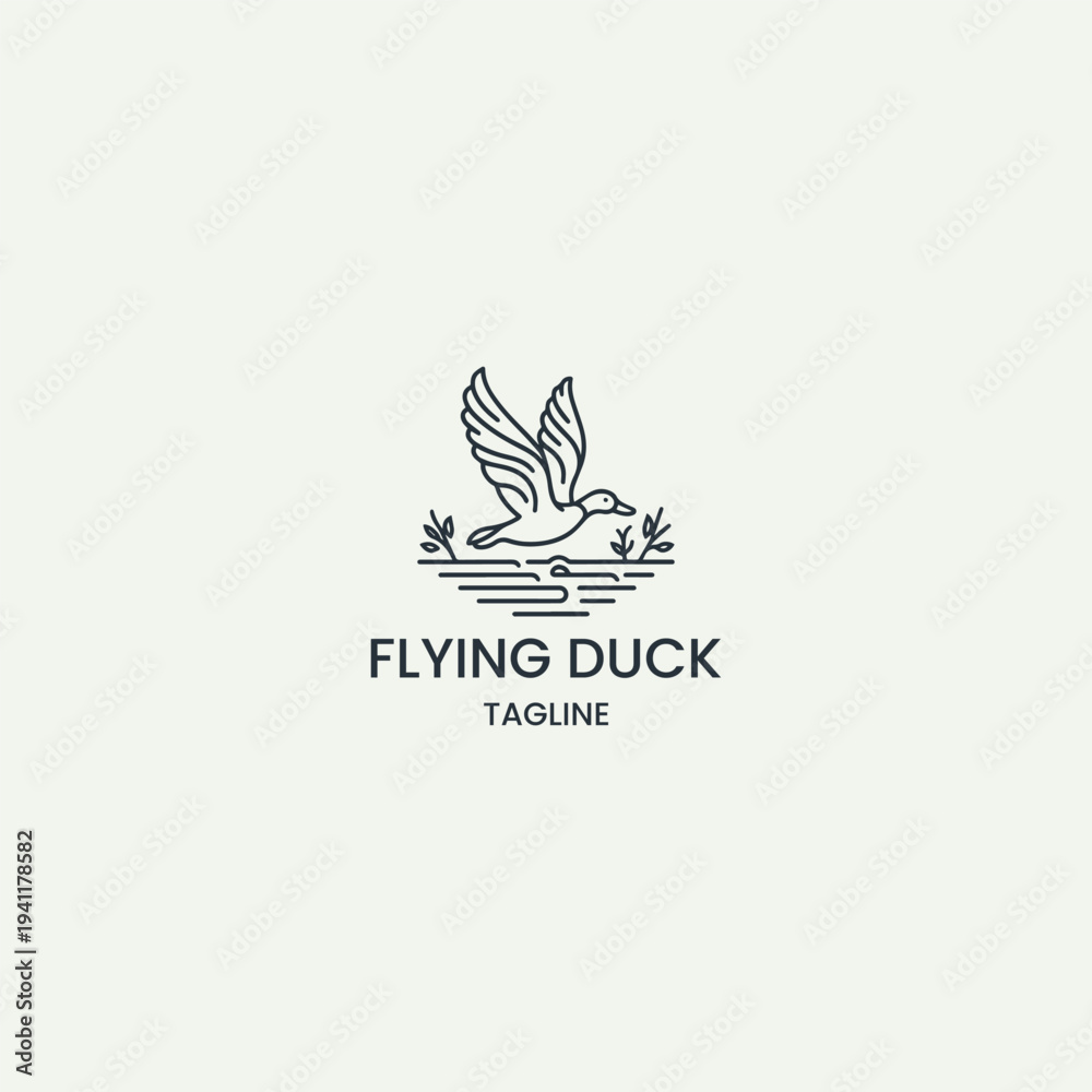 Obraz premium Flying duck logo template vector illustration design