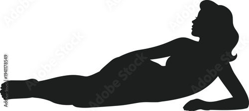 Silhouette reclining woman, lying pose, body outline, relaxation concept, artistic figure, leisure posture, elegant form