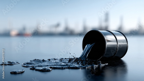 Oil Spill: A sleek, metalli...