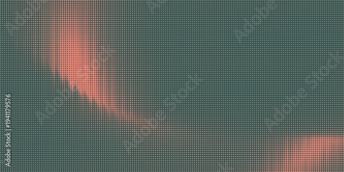 Abstract dark green halftone pattern background with coral wave. Digital technology and data visualization texture. Vector Illustration.