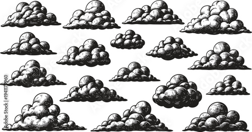 Collection of various rock formations on a plain surface