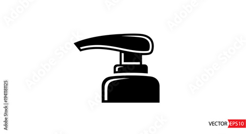 Sleek black silhouette icon of a modern pump dispenser bottle for liquid soap or lotion and hand