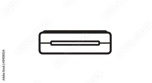Modern minimalist outline icon of a sleek rectangular device or compact utility case design