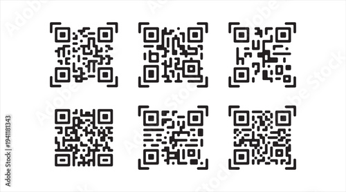 QR code symbols collection representing mobile scanning and digital information technology