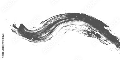 Minimalist black ink brushstroke artwork on a clean white background. expressive paint splashes and textured brush wave flowing under the texture.