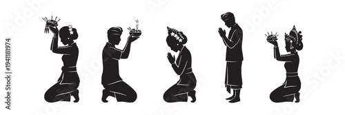 balinese pray pose silhouette collections