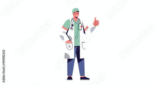 Doctor in Lab Coat with Stethoscope.