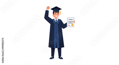 Graduate Student Celebrating with Diploma in Hand.