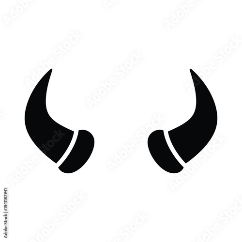 Black bull horns icon on white background