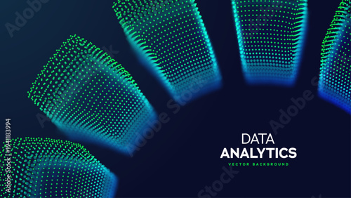 Financial Growth Data Visualization Background With Dotted Digital Stacks, Analytics Graph Style For Business Technology Presentation. Financial Growth Metrics, Statistics Concept. Vector Illustration