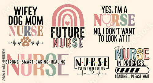 Nurse svg bundle cute pastel quotes for wifey dog mom future nurse nurse in progress design
