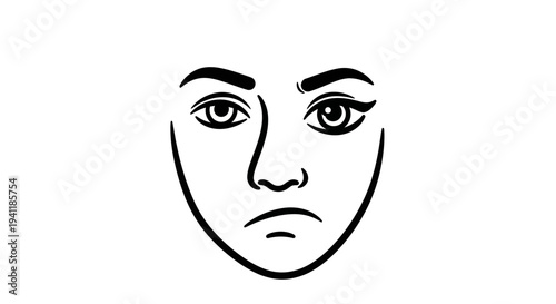 Elegant monochrome facial contour artwork displaying a thoughtful, stylized human visage outline