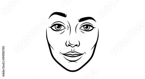 Minimalist vector illustration of a tranquil human face with clear expressive features
