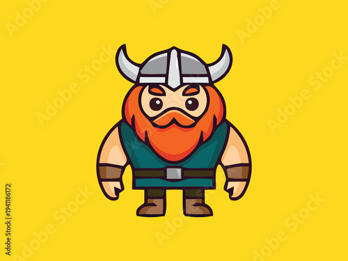Viking warrior cartoon character vector illustration