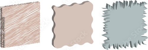 Minimal 3D Neomorphism Geometric Button Elements with Square Scribed, Zigzag and Roughen Shapes Smooth Depth Shadows for Modern Web and App 