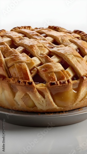 Golden Brown Lattice Crust Apple Pie Isolated