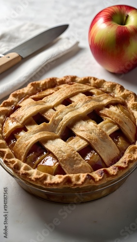 Golden Brown Lattice Crust Apple Pie Isolated