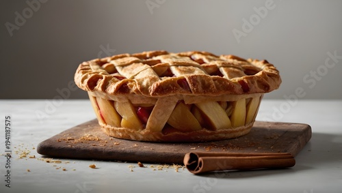 Golden Brown Lattice Crust Apple Pie Isolated