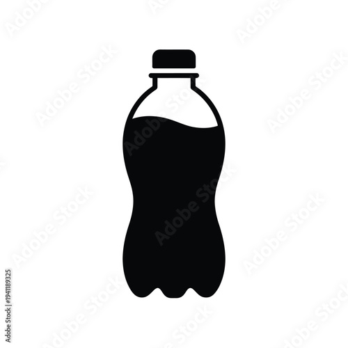 Minimalist black and white of a plastic bottle with a cap drink beverage container