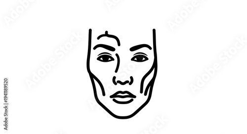Vector illustration depicting a striking minimalist human face with defined contours and features