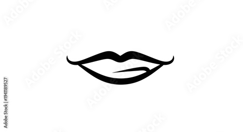 Elegant minimalist line art of stylized feminine lips depicting a subtle, graceful expression.