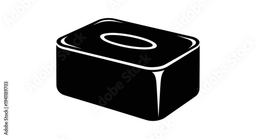Minimalist black tissue box icon for personal hygiene and home comfort essentials and health