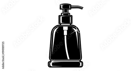 Sleek monochromatic pump dispenser for modern bathroom or kitchen liquid hygiene products