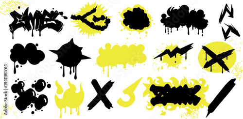 Black and yellow graffiti with dripping paint